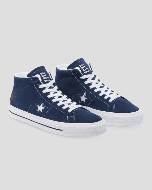 Converse CONS One Star Pro Ben Raemers Foundation Blå Sko Danmark - Converse Mid Sneakers Dame - 375